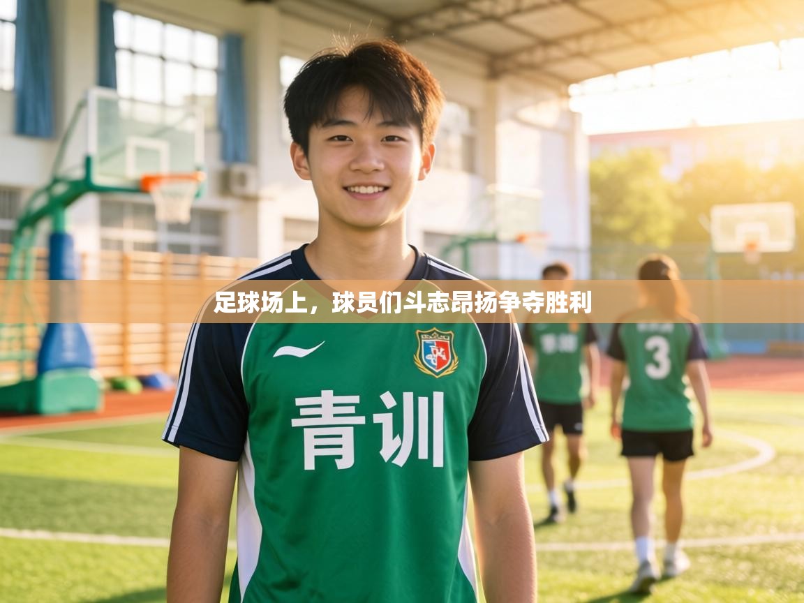 足球场上，球员们斗志昂扬争夺胜利